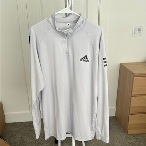 Adidas Men's Light Gray Pullover Quarter Zip Jacket